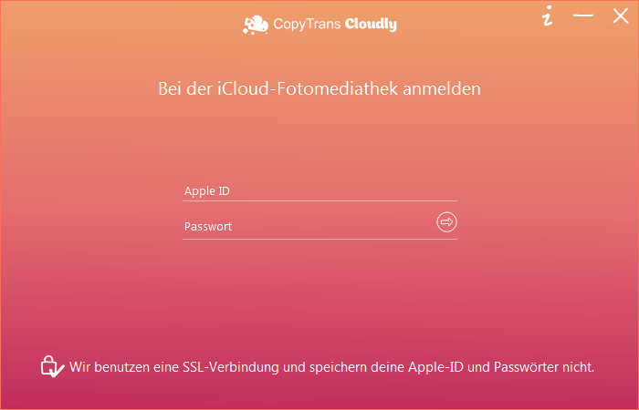 iCloud Fotos auf Android durch Anmeldung bei iCloud