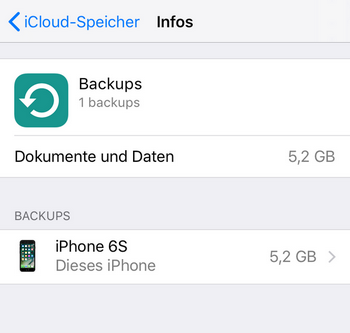 Prüfen, ob ein iCloud Backup vorhanden ist