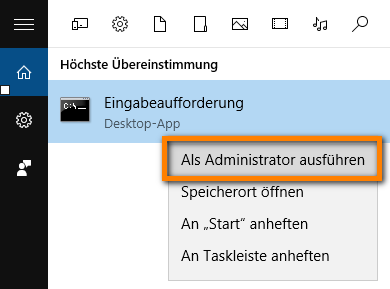 Eingabeaufforderung als Administrator ausführen