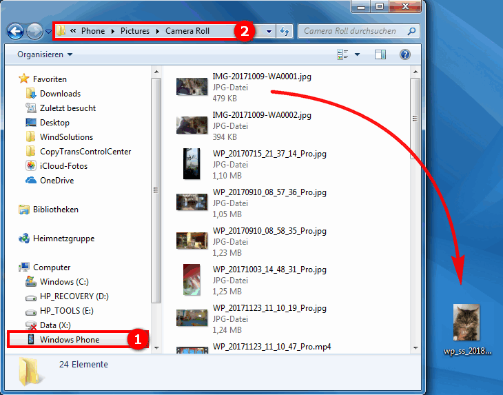 Bilder von Windows Phone am PC speichern