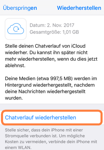 Chat backup ohne whatsapp kostenlos wiederherstellen iphone WhatsApp von