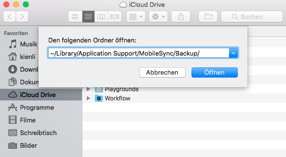 Speicherort iTunes Backup: Ordner auf Mac öffnen