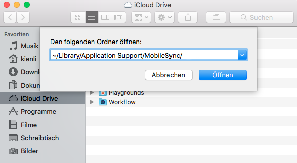 iTunes Backup Ordner auf Mac verschieben