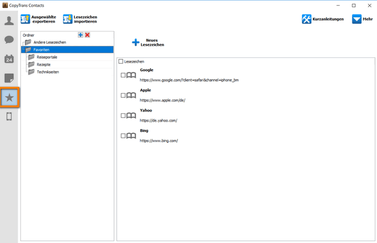 Favoritenleiste anzeigen um Programm