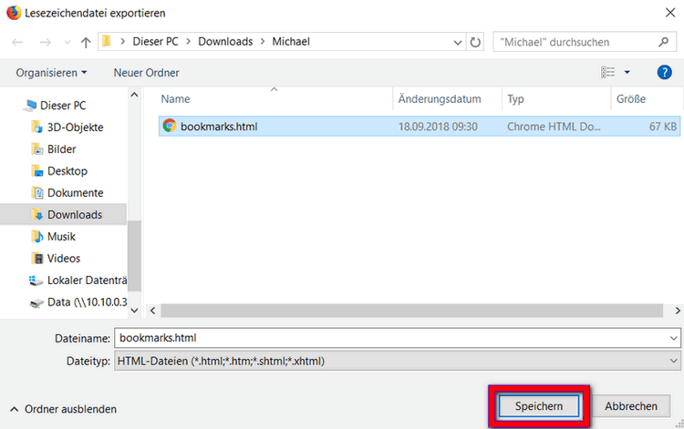 Lesezeichen exportieren Firefox