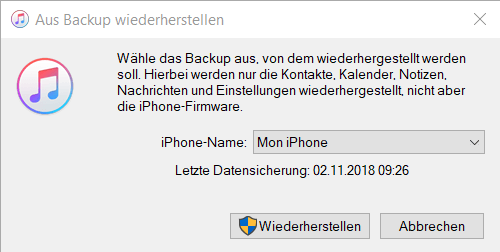 Gelöschte Nummern wiederherstellen via iTunes