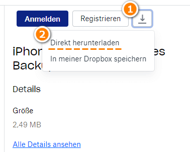 Leeres Backup von DropBox herunterladen