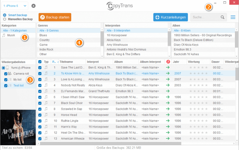 CopyTrans Smart Backup Inhalt durchsuchen