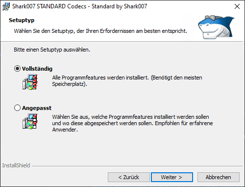 Installieren Sie das Codac über die Standardinstallation