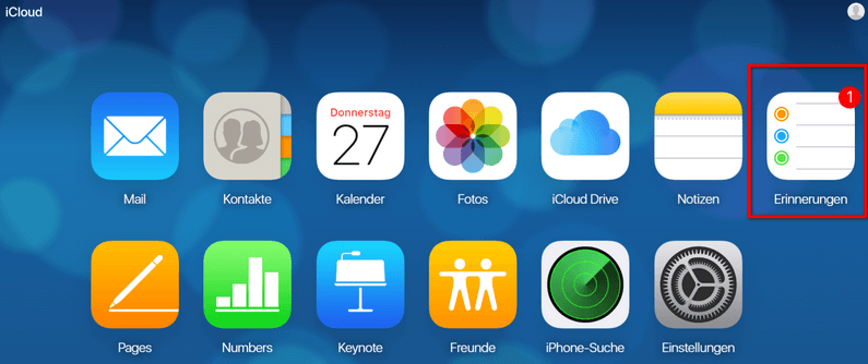Erinnerungen in iCloud