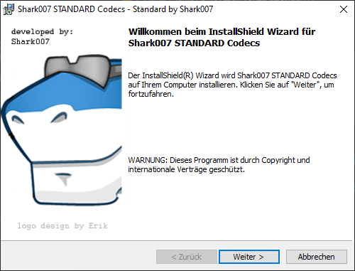 Starten Sie die Installation des Codecs