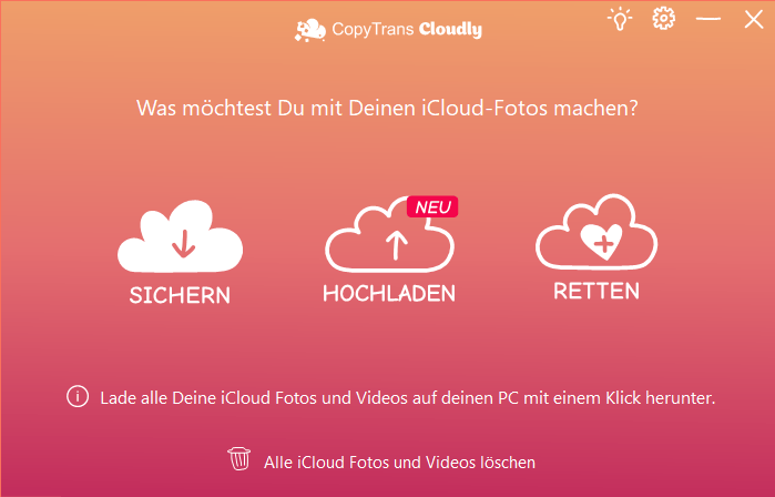 Fotos aus iCloud auf PC mit einem Klick laden