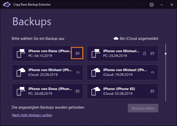 Copytrans Backup Extractor Erste Schritte
