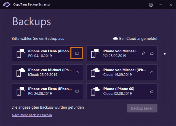 iOS-Backup im Ordner anzeigen