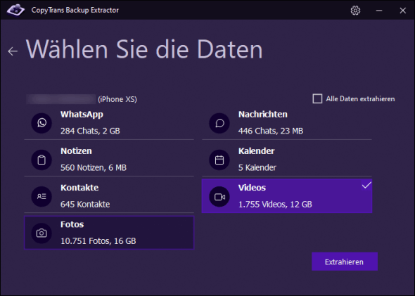 Videos aus dem Backup extrahieren