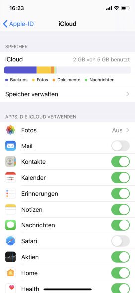 Was wird in iCloud gesichert?