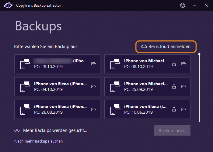 Zum Exportieren von iCloud-Kontakten bei iCloud anmelden