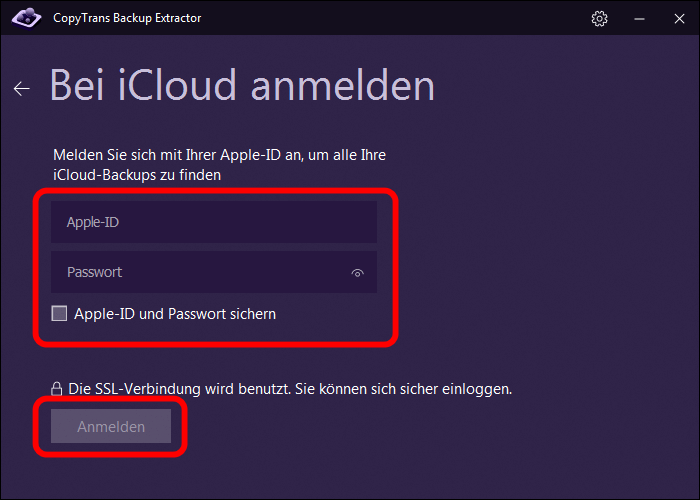 bei iCloud im Programm anmelden