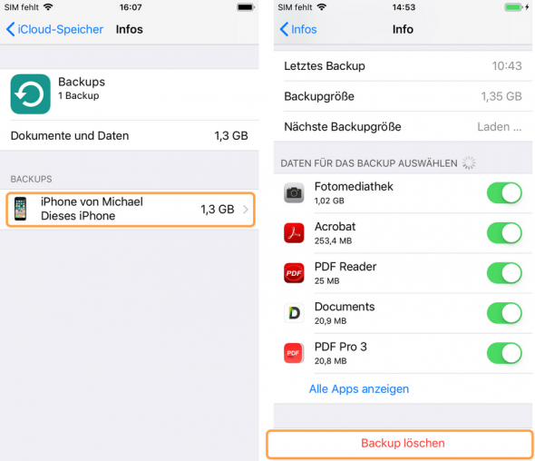 iCloud Backup löschen