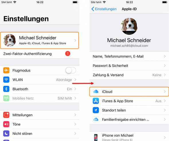 iCloud am iPhone Synchronisierung