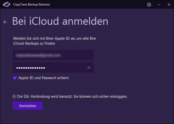 Melden Sie sich bei iCloud an