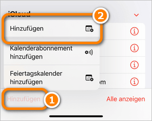 iPhone Kalender hinzufügen auswählen