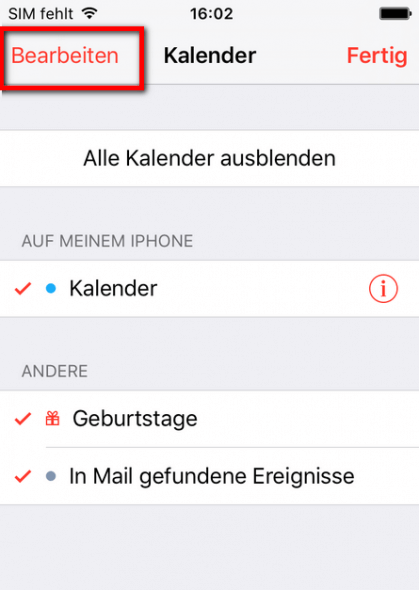 iPhone Kalender Einstellungen