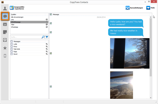 iPhone Sicherung auf PC: iPhone SMS exportieren