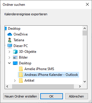 Speicherort für iPhone Kalender auswählen