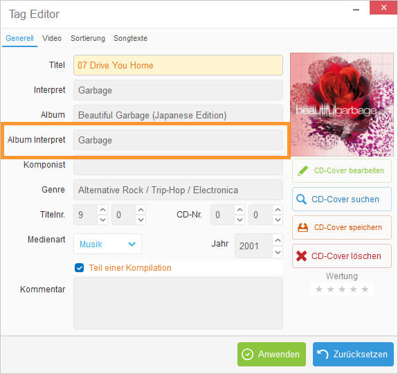 Album Interpret eingeben