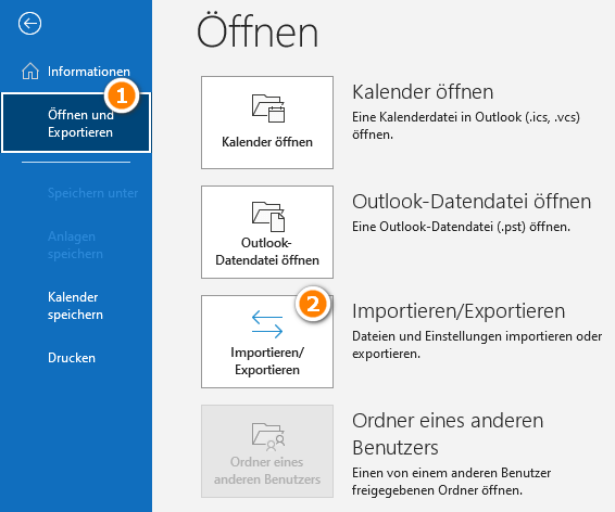 Kalender in Outlook importieren