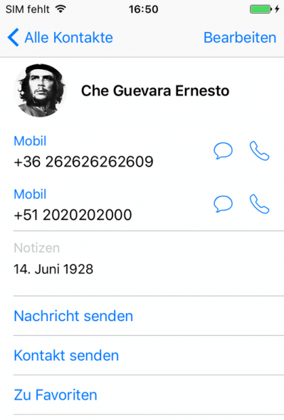 iPhone Kontakt mit Foto