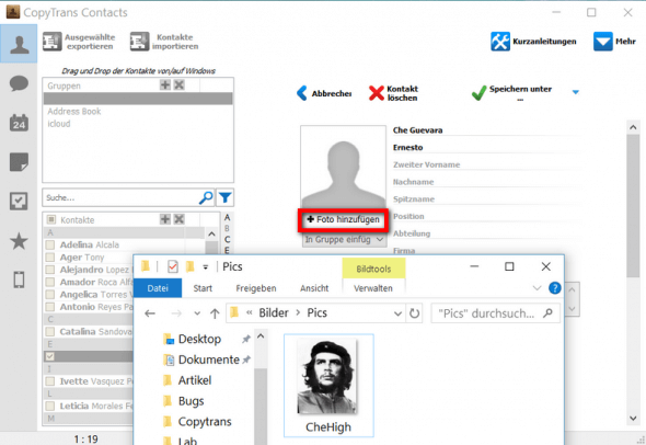 einem Kontakt ein Bild hinzufügen