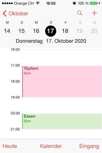Outlook mit iPhone Kalender synchronisiert angezeigt