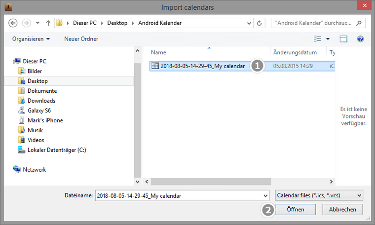 Samsung Kalender importieren auf iPhone