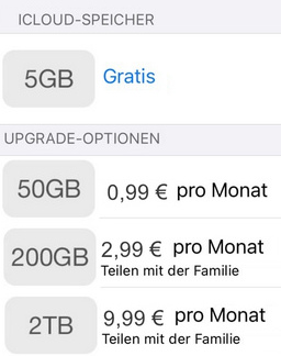 iCloud Fotomediathek: was kostet