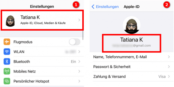 die Anmeldung in einem Apple-Account prüfen