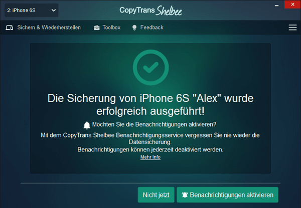 WhatsApp Wiederherstellung abgeschlossen