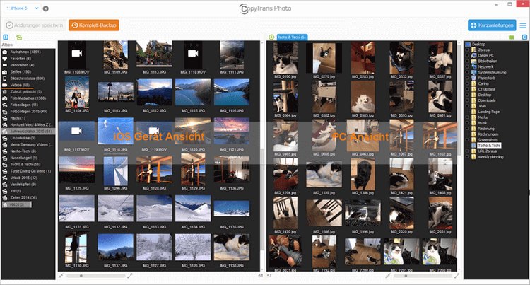 CopyTrans Photo beide Seiten: iPad und PC
