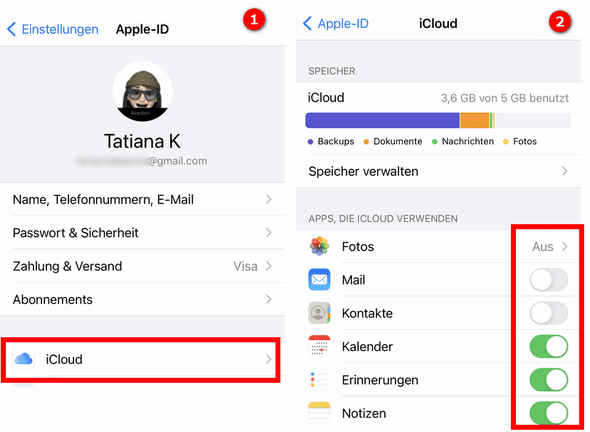 iCloud-Dienste auf iPhone überprüfen