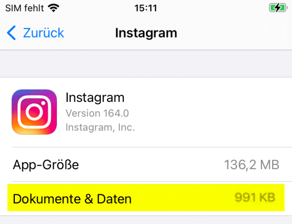 Instagram: Dokumente und Daten von Apps löschen iPhone