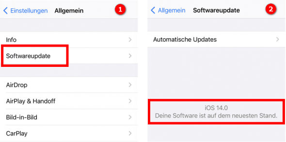 nach Update in den iPhone Einstellungen prüfen