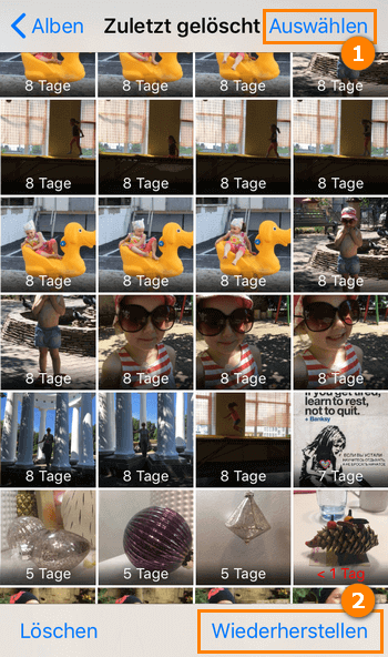iPhone zuletzt gelöschte Fotos wiederherstellen