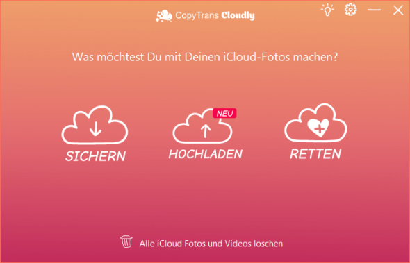 CopyTrans Cloudly Start der Programms