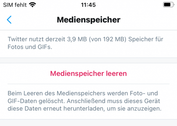 Medienspeicher auf Twitter löschen