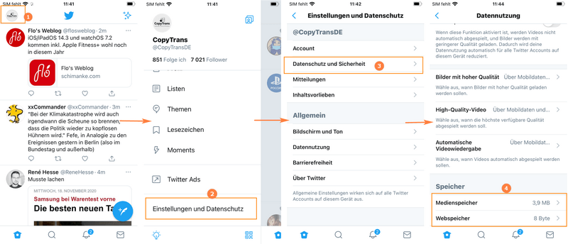 Löschen Sie den Twitter-Cache