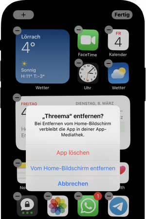 App löschen iPhone auf Homebirdschirm