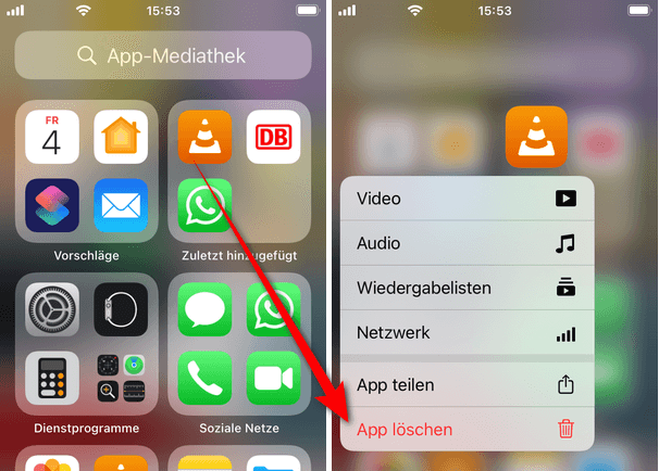 Apps löschen iPhone in der App-Mediathek
