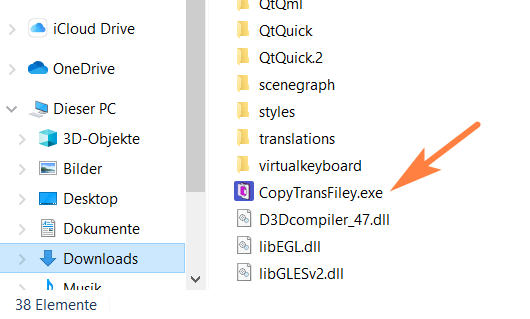 exe-Datei CopyTrans Filey