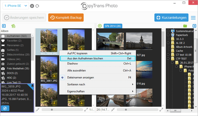 mehrere Bilder von iCloud löschen
